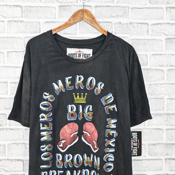 Roots of Fighting Big Brown Breakdown Tee Shirt sunfaded Black size 2XL - Picture 6 of 10